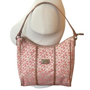 Tommy Hilfiger Pink Signature Logo Tote Shoulder Zippered Bag Y2K Like NEW!